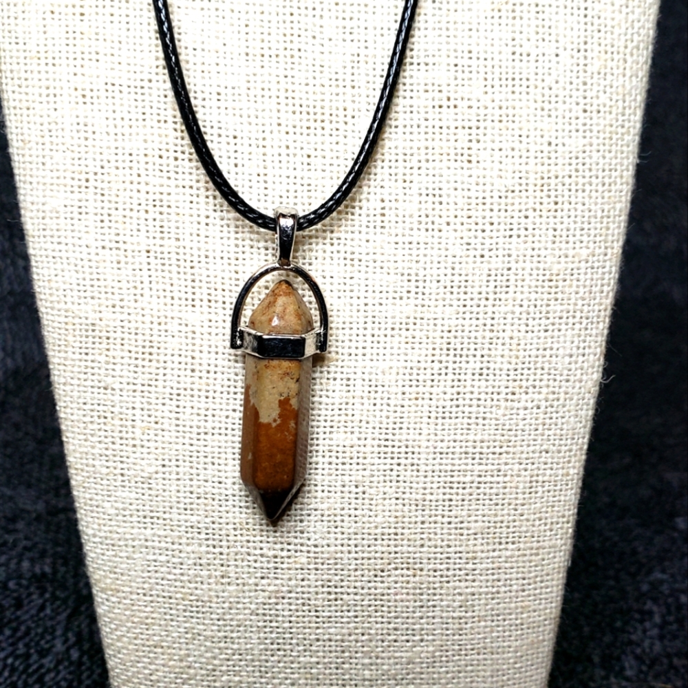Coffee jasper double point necklace